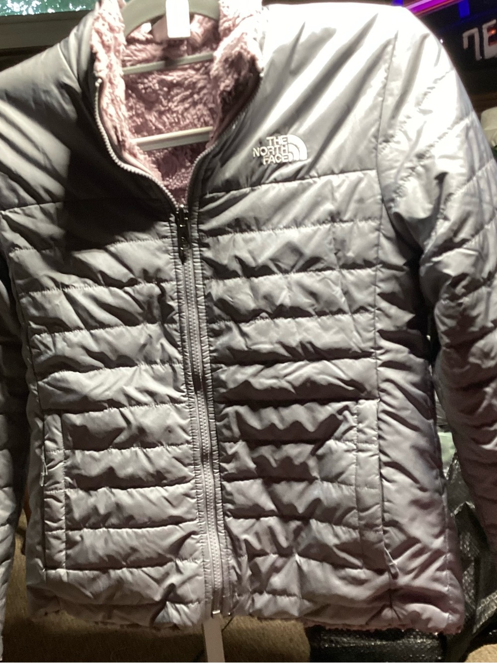 The North Face Lavender Quilted Kids Puffer Jacket